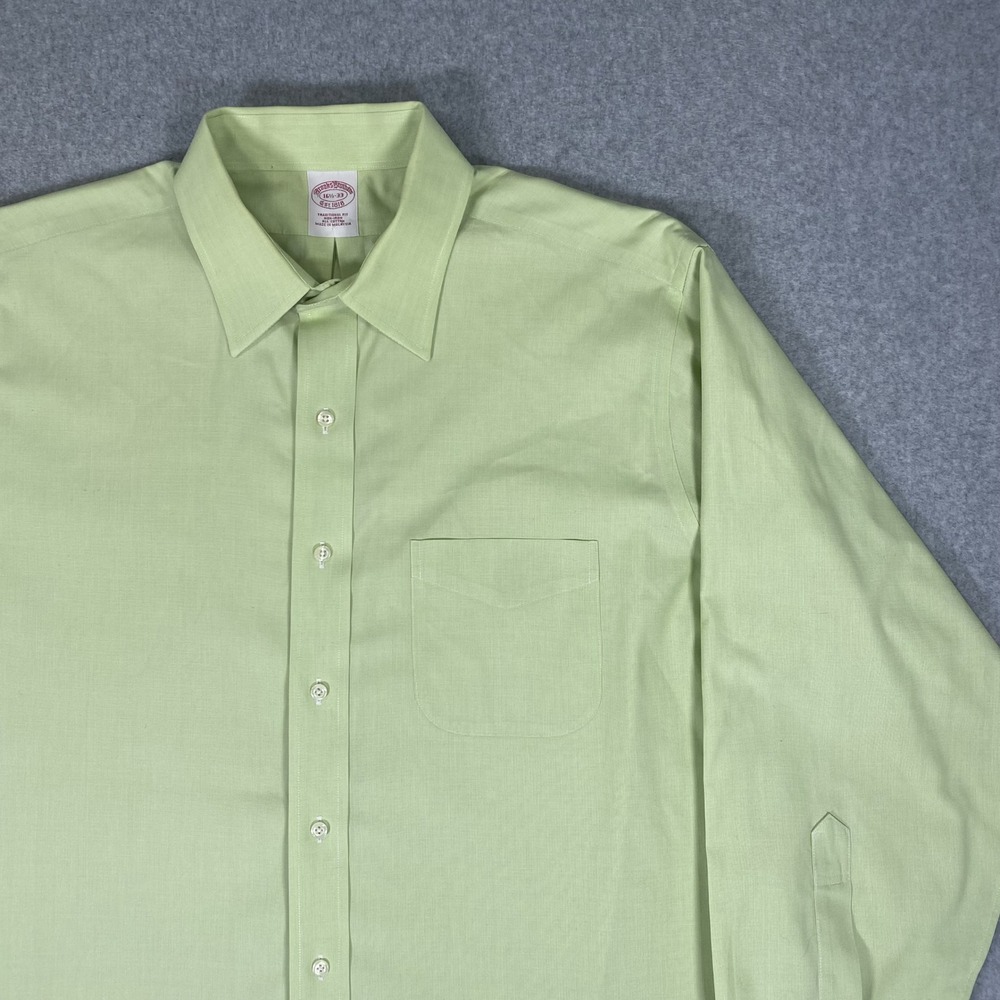 Brooks Brothers Button Down Shirt Mens 16.5-33 Yellow Traditional Fit Non-Iron - Picture 3 of 16